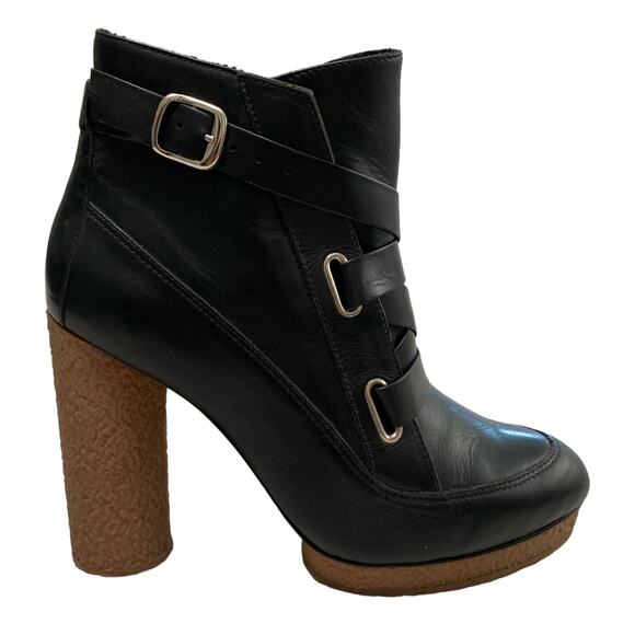 Loeffler Randall Leather Belted Ankle Boots Bootie Size 9 B Gothic Whimsigoth - Picture 1 of 10